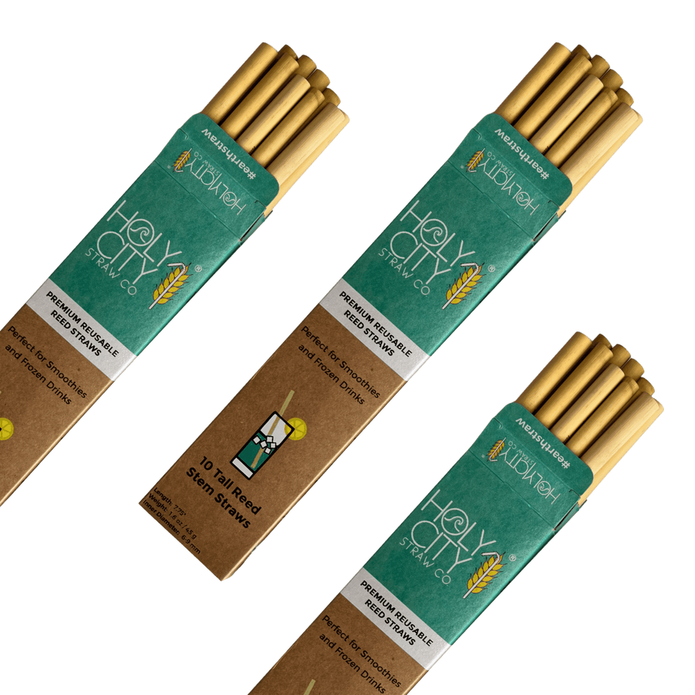 Tall Reusable Reed Straw Bundle - 3 Pack