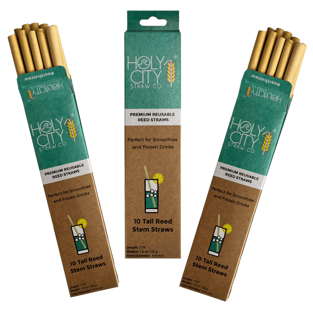 Tall Reusable Reed Straw Bundle - 3 Pack