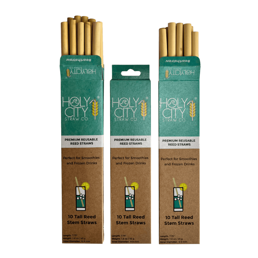 Tall Reusable Reed Straw Bundle - 3 Pack