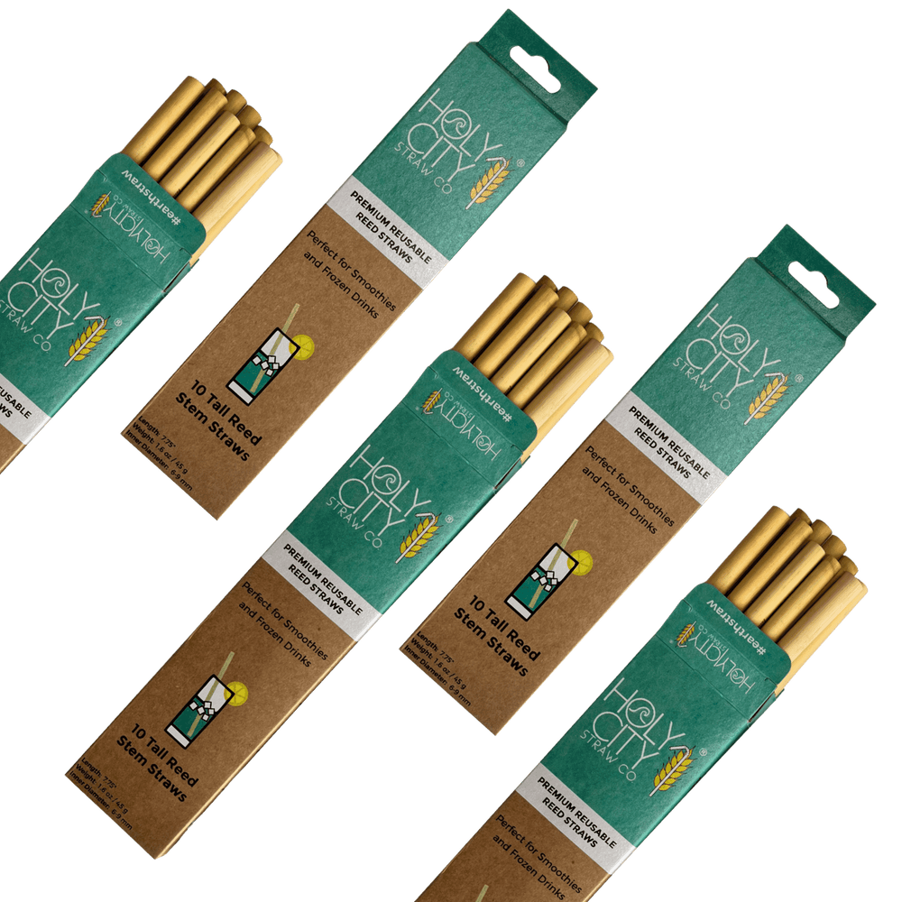 Tall Reusable Reed Straw Bundle - 5 Pack