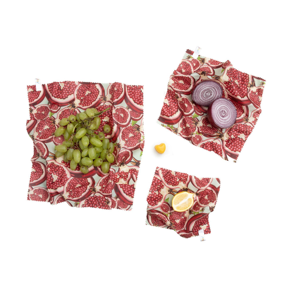 Beeswax Wraps - Pomegranite (Set of 3)