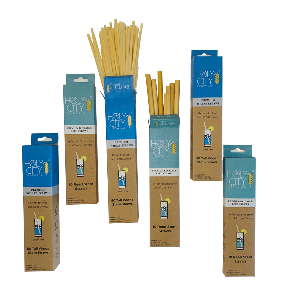 Wheat and Reed Straw Bundle - 6 Pack