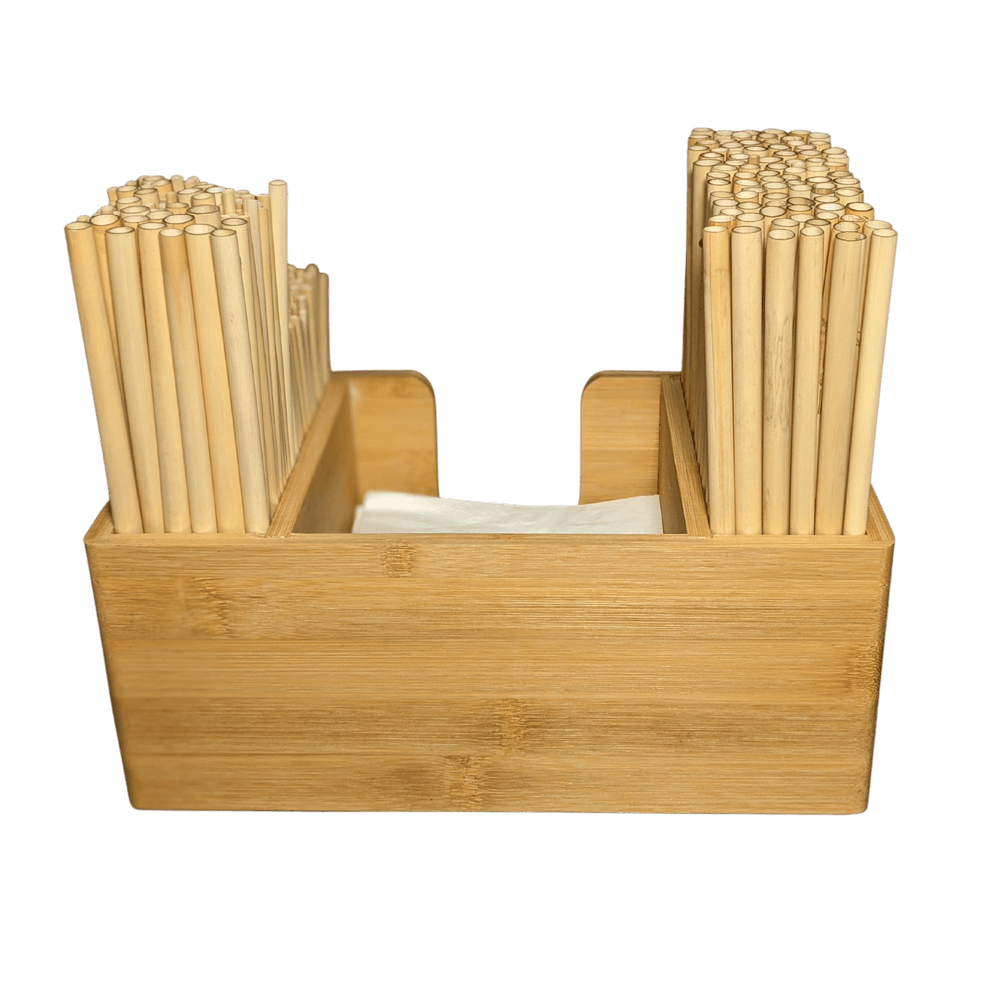 Bamboo Straw and Napkin Bar Caddy