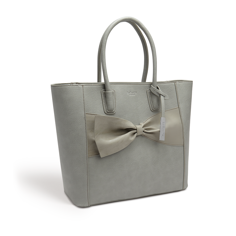 Grey - Eufala Bow Vegan Tote Bag