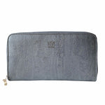 Cork Leather Vegan Zip Wallet for Women - Metallic Grey