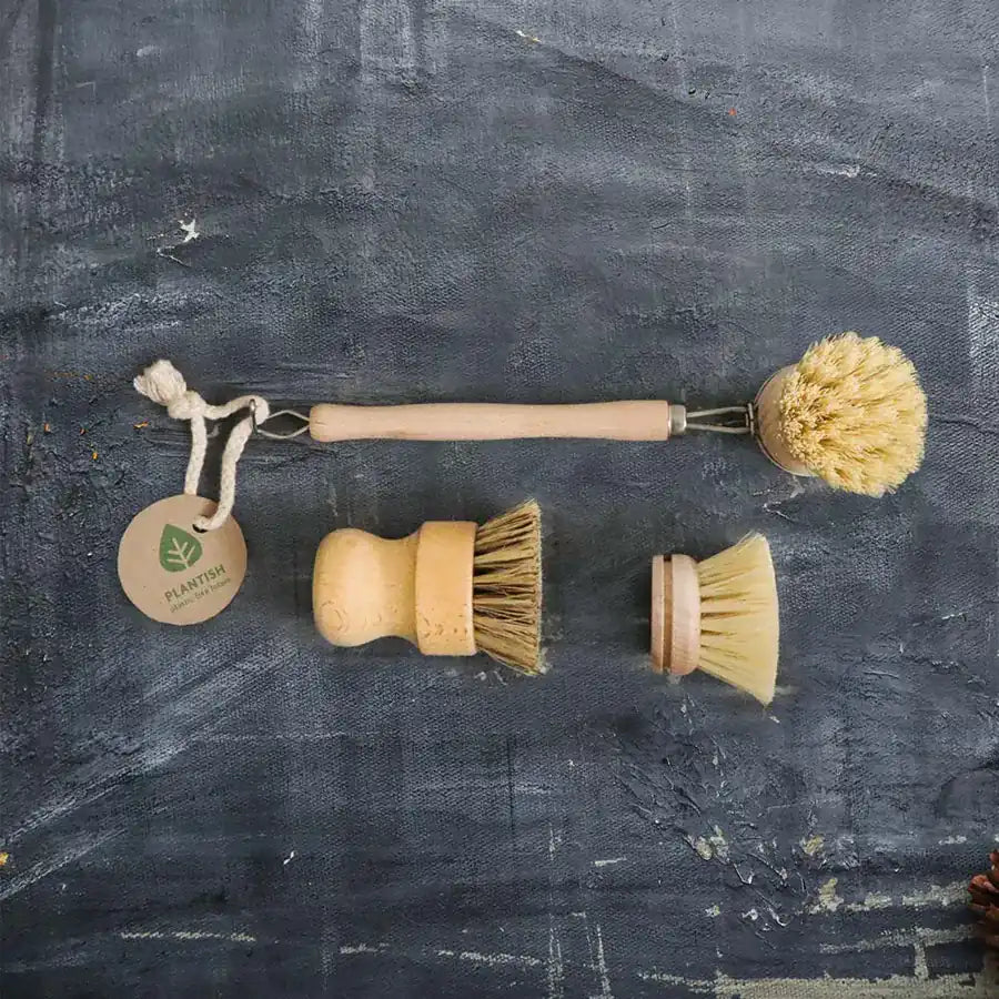 Zero Waste Kitchen and Bath Set - Plant Based Brushes and Loofah Spong –  Gaia Guy